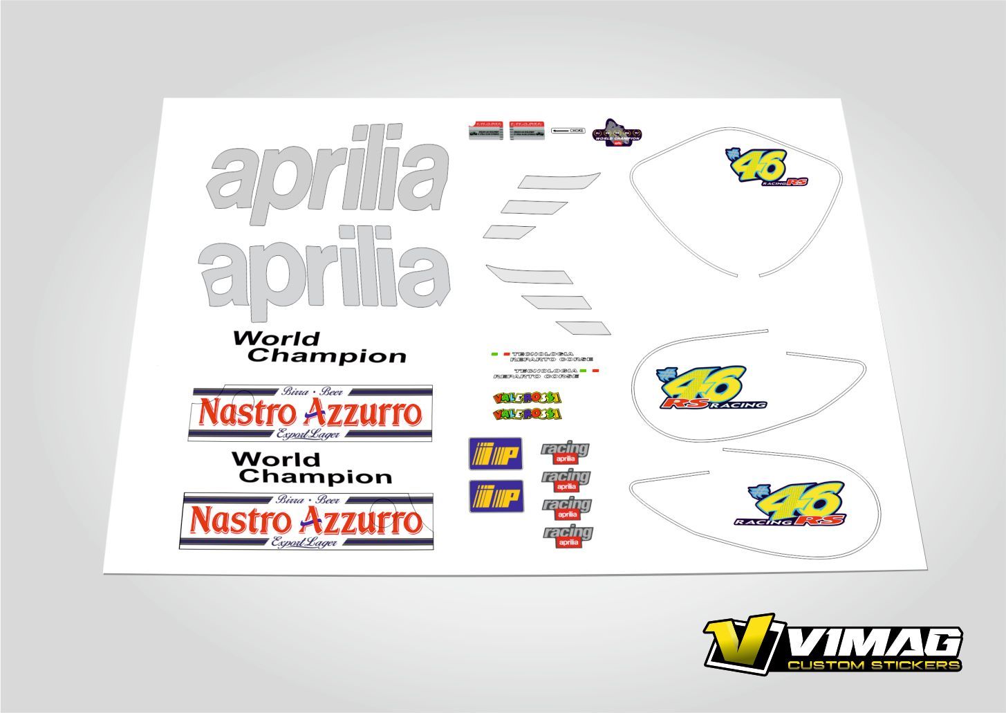 Kit De Pegatinas Compatibles Con  Moto Aprilia RS 50 VALEROSSI 97