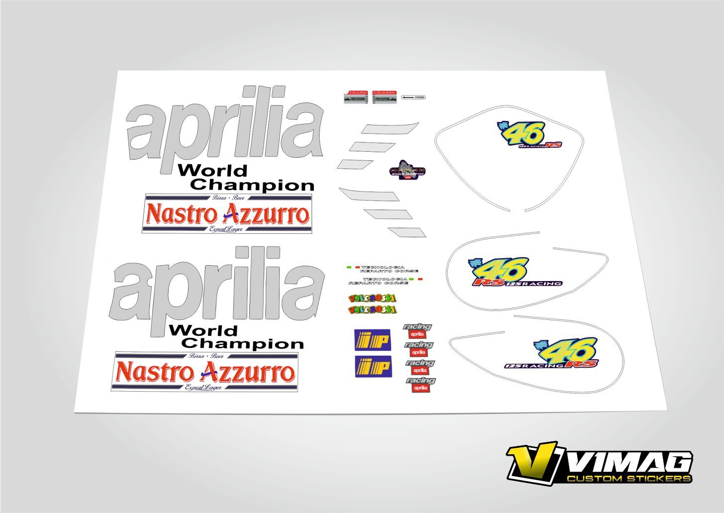 Kit De Pegatinas Compatibles Con  Moto Aprilia RS 125 VALEROSSI 97
