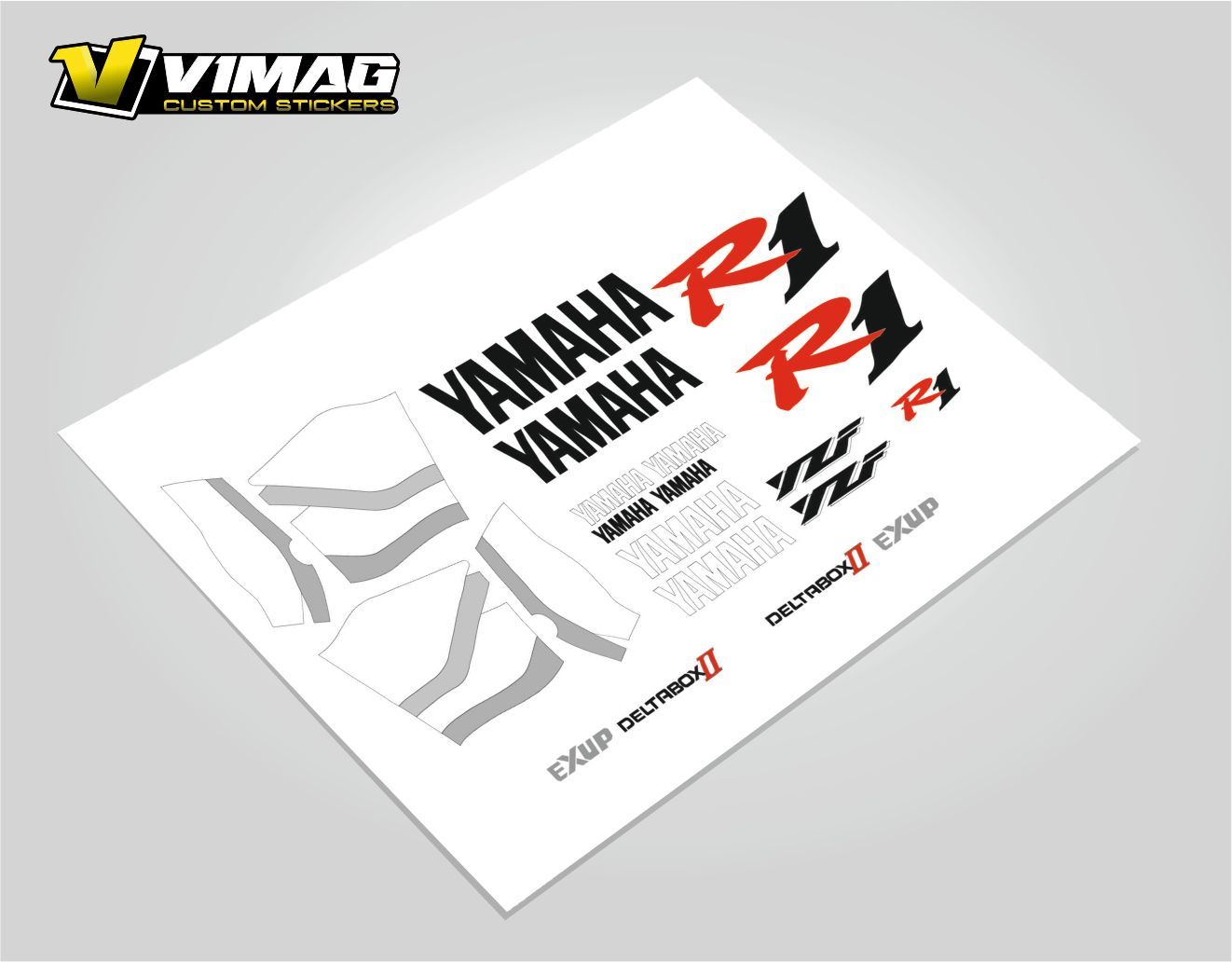 Kit de Pegatinas Compatibles Con Moto  Yamaha YZF R1 1999-2000 Roja