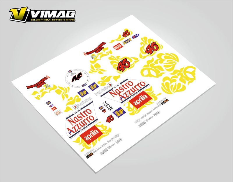 Kit De Pegatinas Compatibles Con Moto Aprilia RS125 2002 Mugello Replica