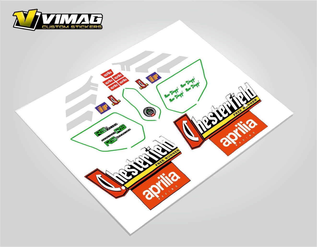 Kit De Pegatinas Compatibles Con Moto Aprilia RS Chesterfield 125 AÑO 19997 Kit De Pegatinas Compatibles Con Moto Aprilia RS Chesterfield 125 AÑO 19997