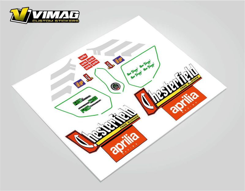 Kit De Pegatinas Compatibles Con  Moto Aprilia RS Chesterfield 125 AÑO 19997