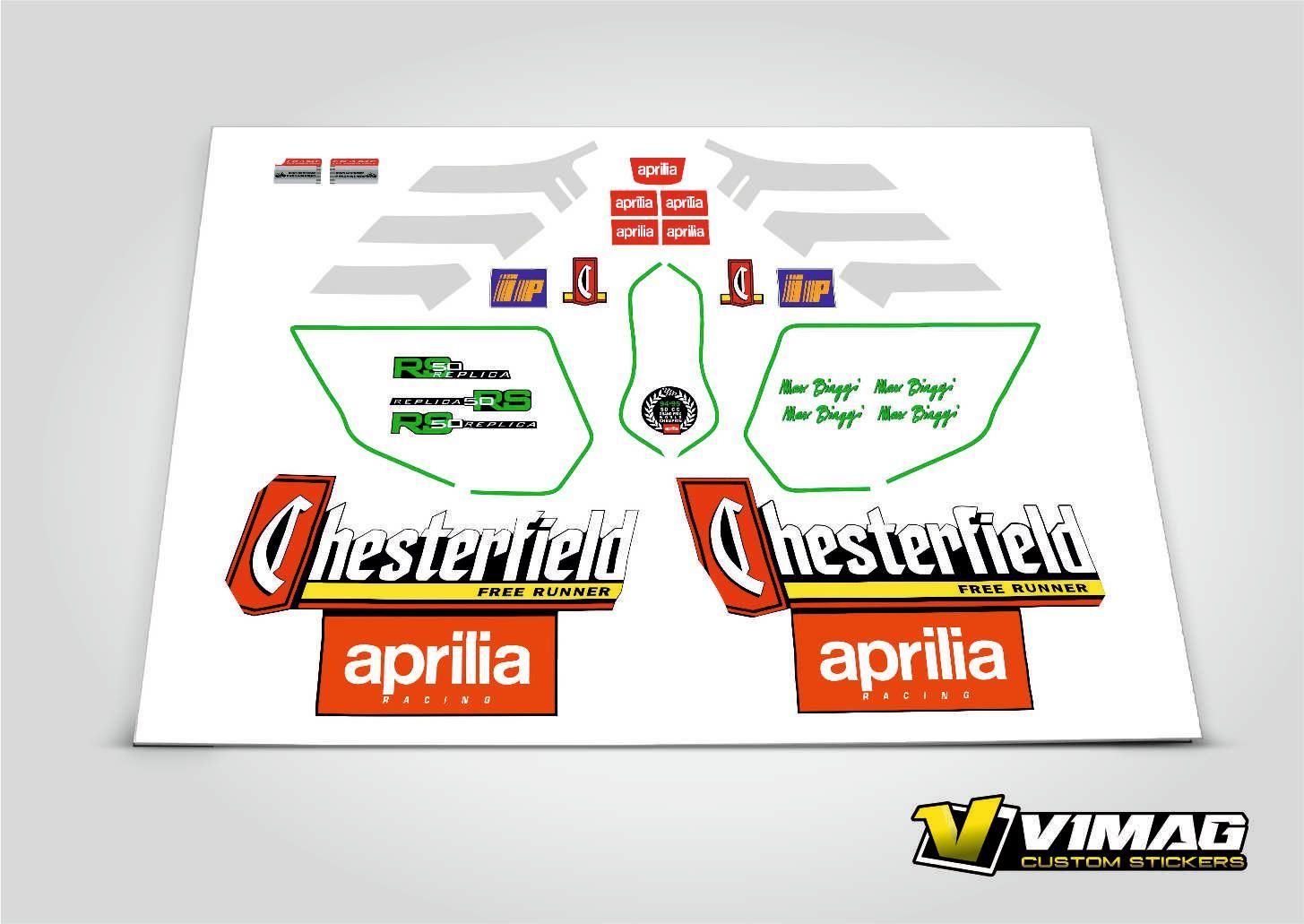 Kit De Pegatinas Compatibles Con Moto Aprilia RS Chesterfield 50 AÑO 19997 Kit De Pegatinas Compatibles Con Moto Aprilia RS Chesterfield 50 AÑO 19997