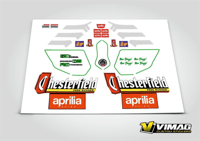 Kit De Pegatinas Compatibles Con  Moto Aprilia RS Chesterfield 50 AÑO 19997