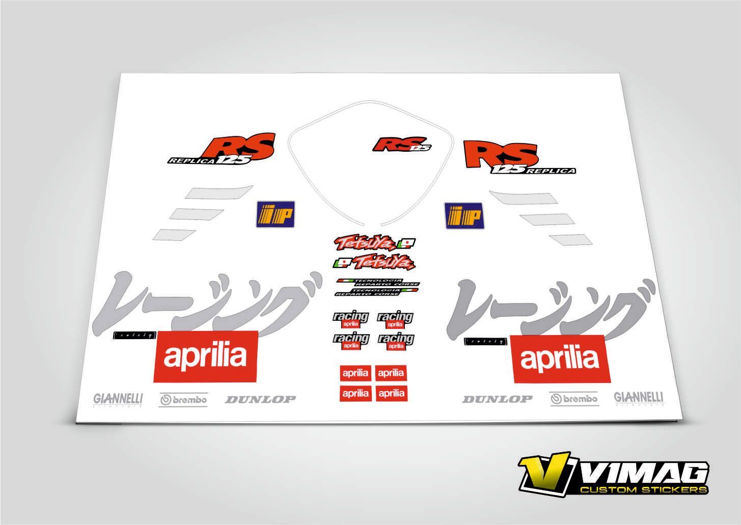Kit De Pegatinas Compatibles Con Moto Aprilia RS 125 Replica Tetsuya Harada Kit De Pegatinas Compatibles Con Moto Aprilia RS 125 Replica Tetsuya Harada