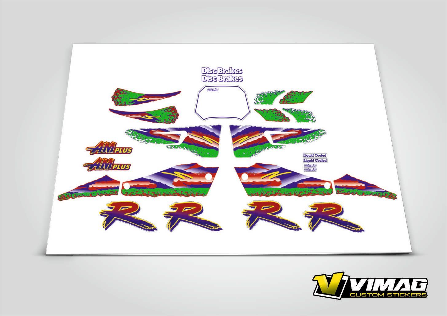 Kit De Pegatinas Compatibles Con Moto Rieju AM Plus fondo Rojo Kit De Pegatinas Compatibles Con Moto Rieju AM Plus fondo Rojo