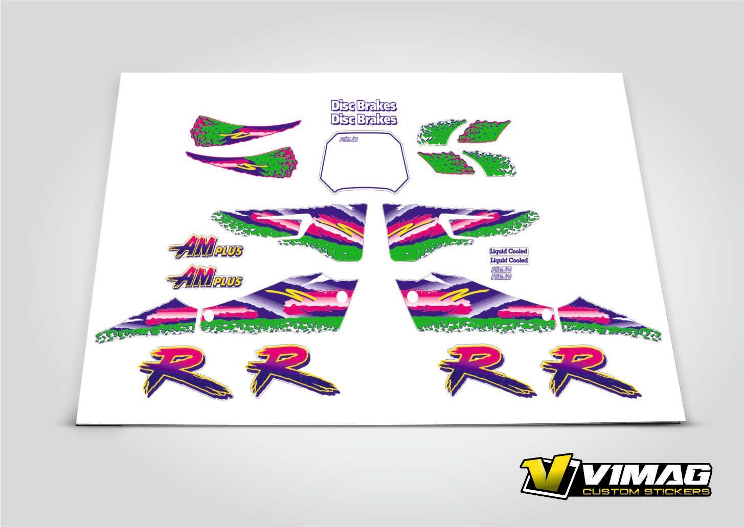 Kit De Pegatinas Compatibles Con Moto Rieju AM Plus fondo Fucsia Kit De Pegatinas Compatibles Con Moto Rieju AM Plus fondo Fucsia