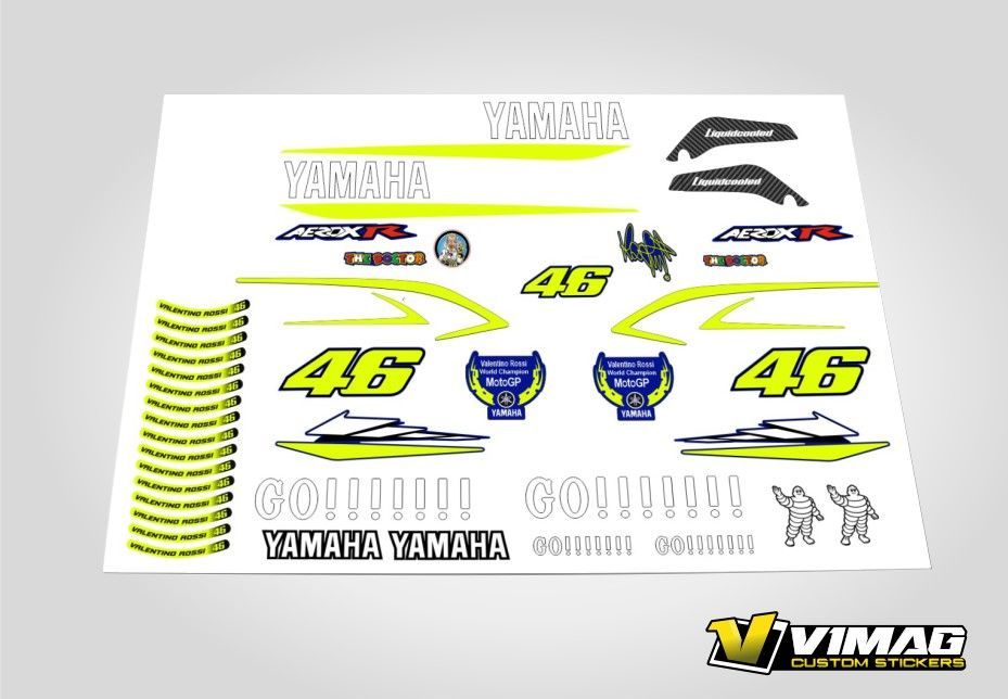 Kit De Pegatinas Compatibles Con Moto Yamaha Aerox Rossi GOOOO! Kit De Pegatinas Compatibles Con Moto Yamaha Aerox Rossi GOOOO!
