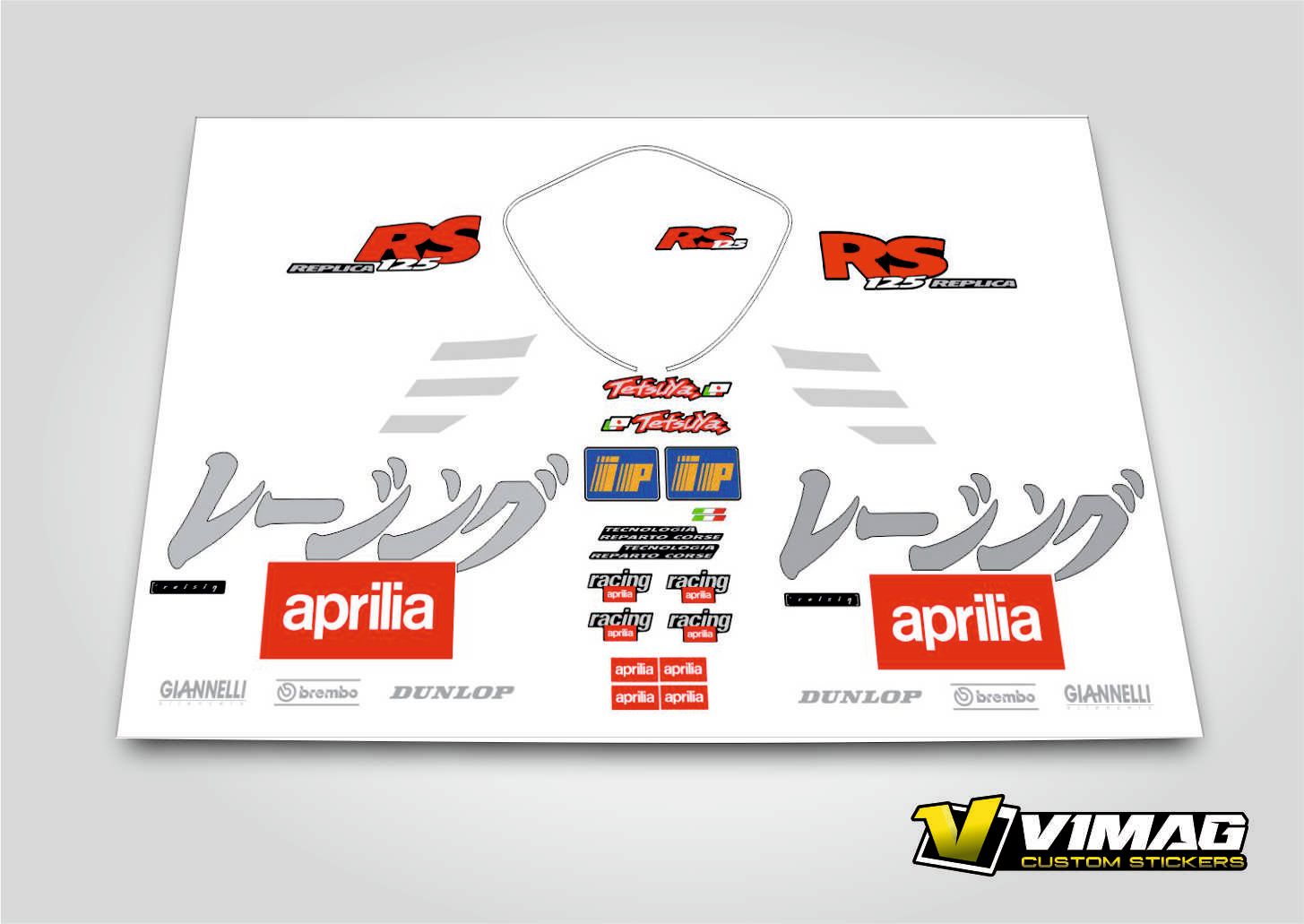 Kit De Pegatinas Compatibles Con Moto Aprilia RS 125 Replica Tetsuya Harada Kit De Pegatinas Compatibles Con Moto Aprilia RS 125 Replica Tetsuya Harada