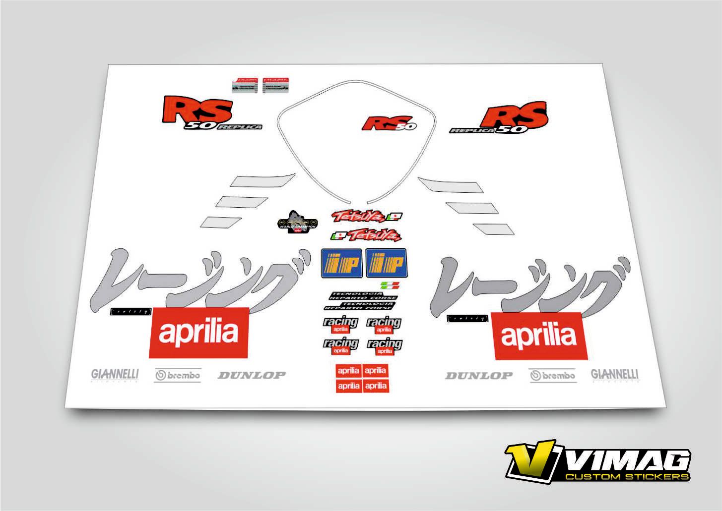 Kit De Pegatinas Compatibles Con Moto Aprilia RS 50 Replica Tetsuya Harada Kit De Pegatinas Compatibles Con Moto Aprilia RS 50 Replica Tetsuya Harada