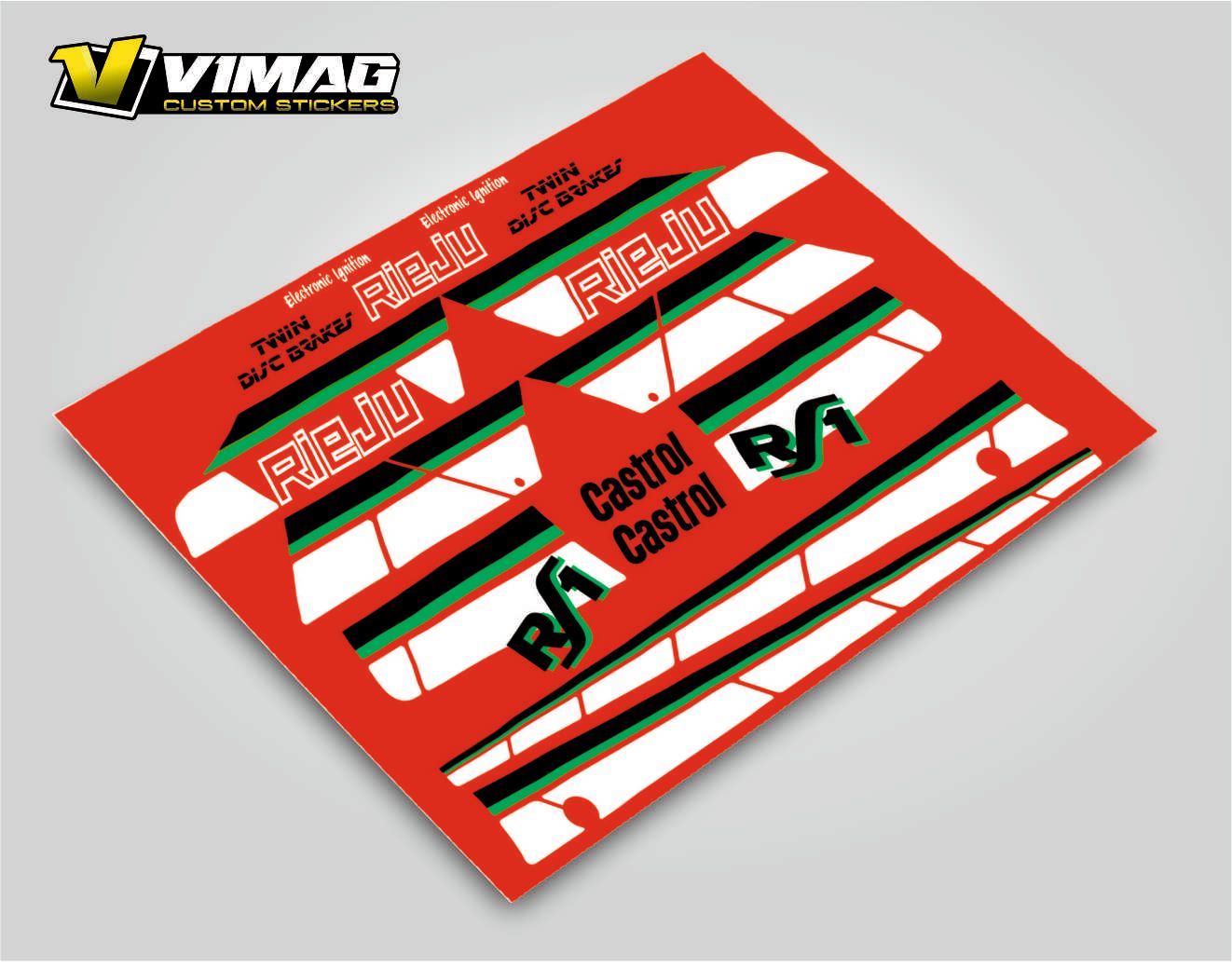 Kit de Pegatinas compatibles con Moto RIEJU RS 1 Modelo Rojo