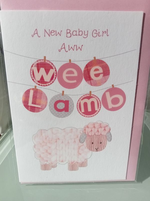 New Baby Wee Lamb Girl card