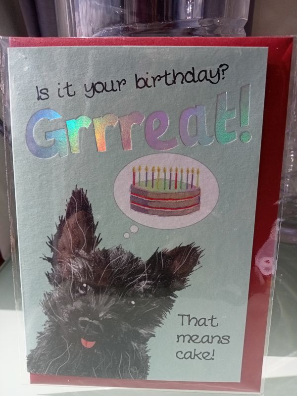 Birthday Dog and Cake Card