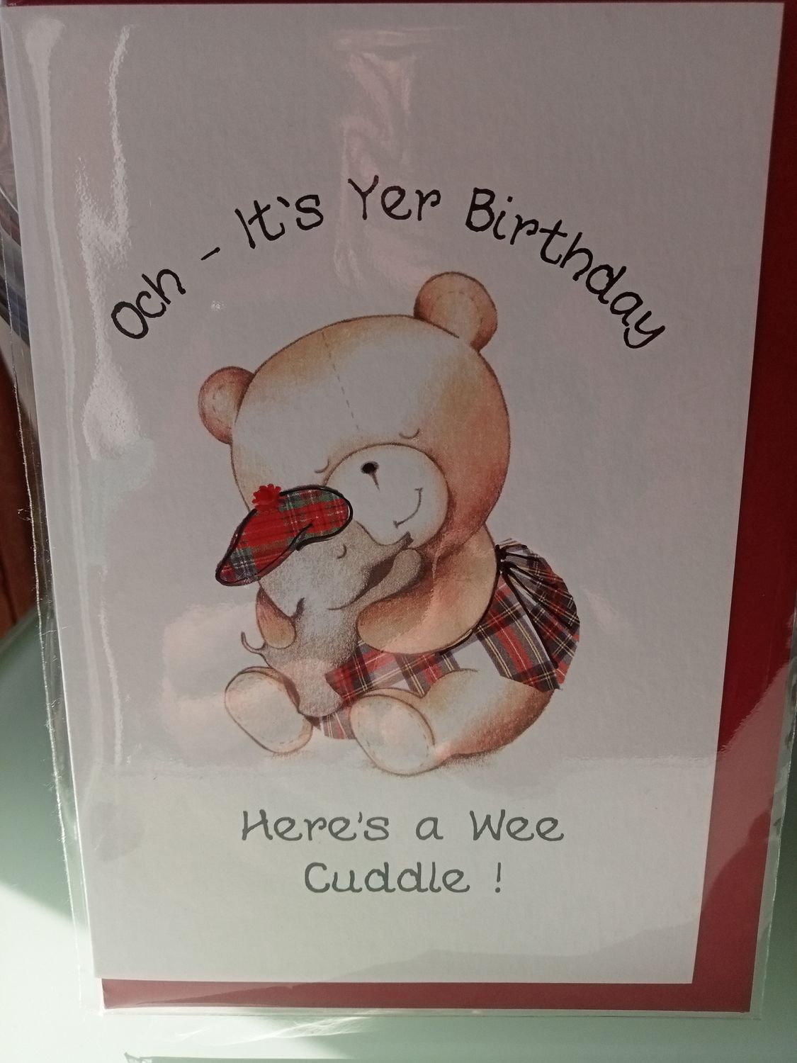 Birthday Card Teddy in kilt Here&#39;s a Wee Cuddle