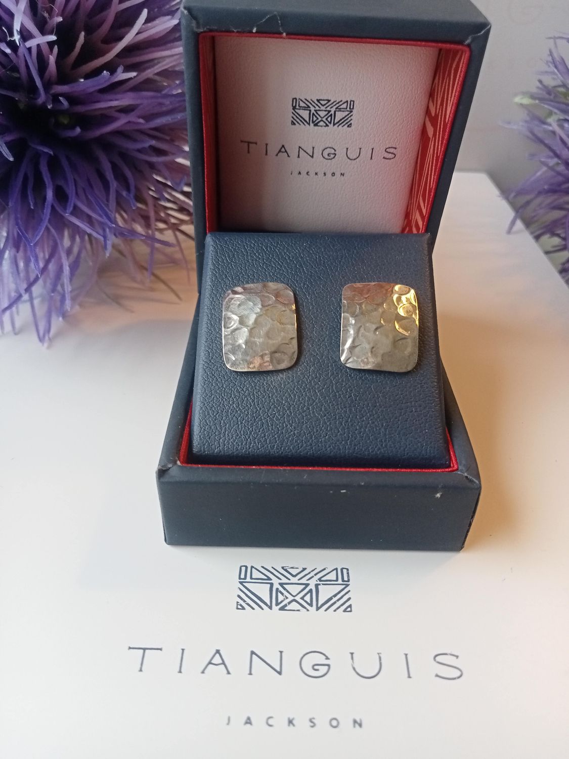 Tianguis Jackson hammered rectangular stud earrings