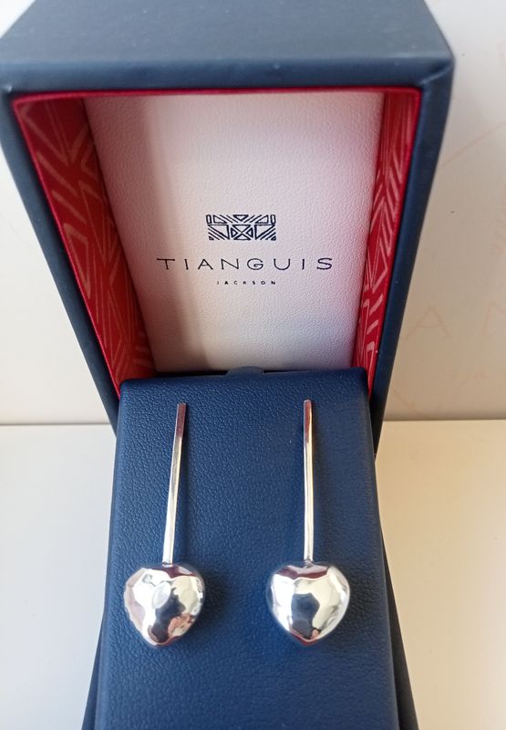 Tianguis Jackson Drop Hammered Heart Earrings