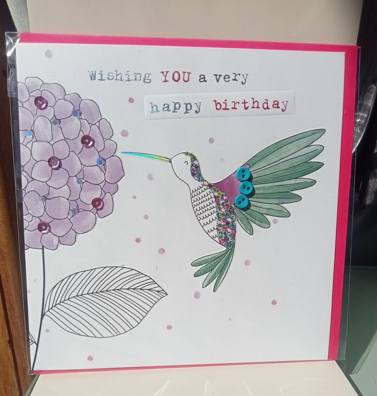Hummingbird and Hydrangea Happy Birthday
