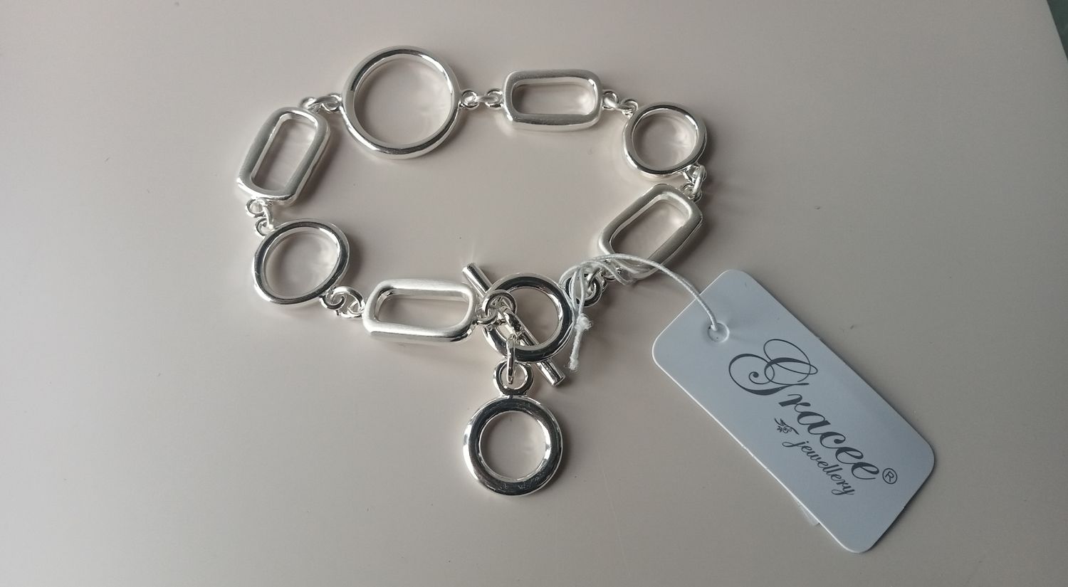 Oval Circle and Rectangle link Bracelet