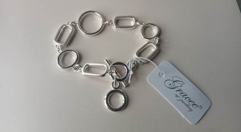 Oval Circle and Rectangle link Bracelet