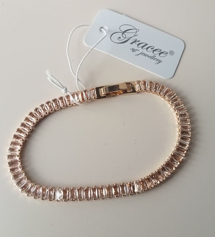 Baguette cut clear stone bracelet
