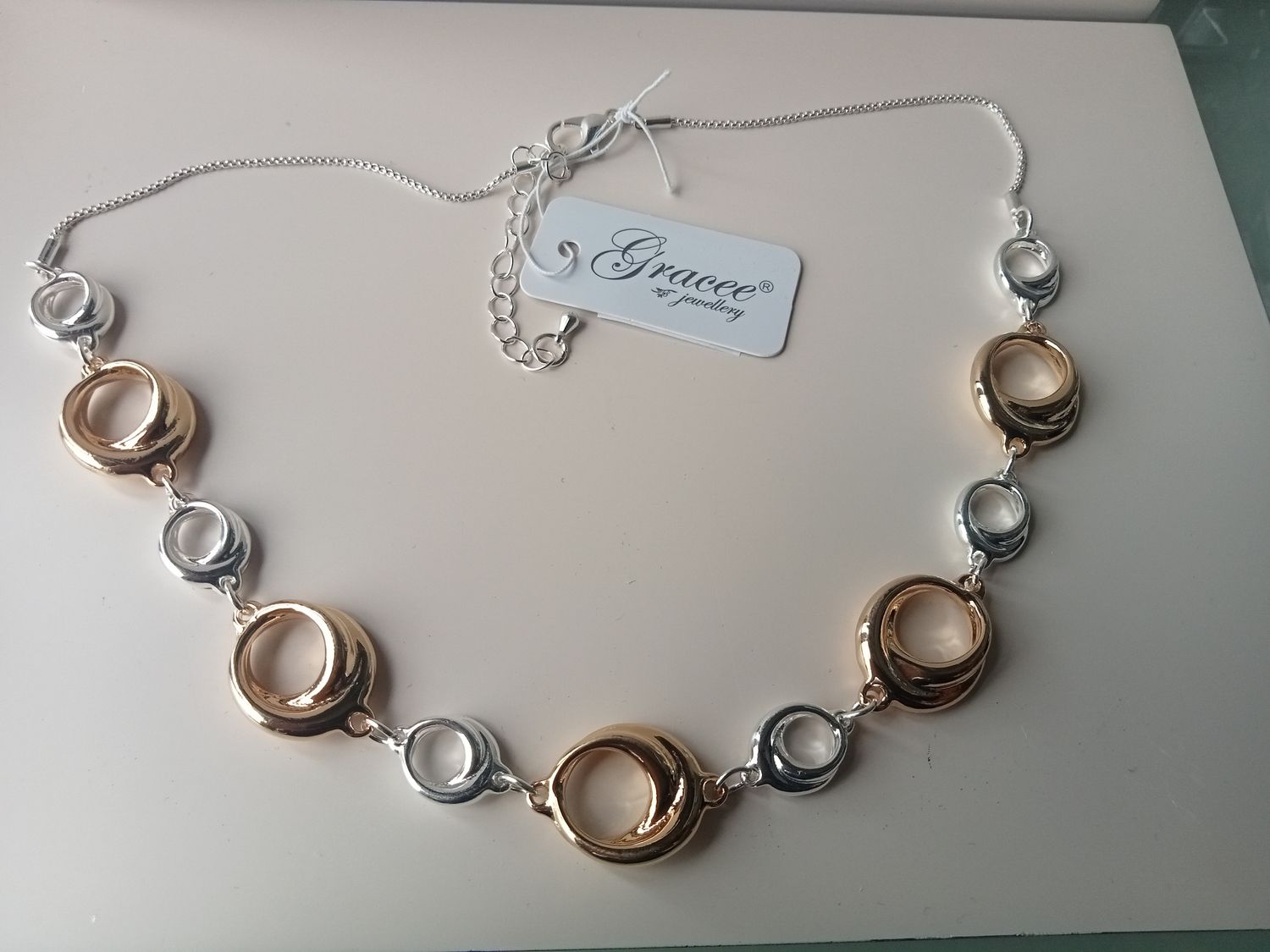 Gold and silver tone circle necklace
