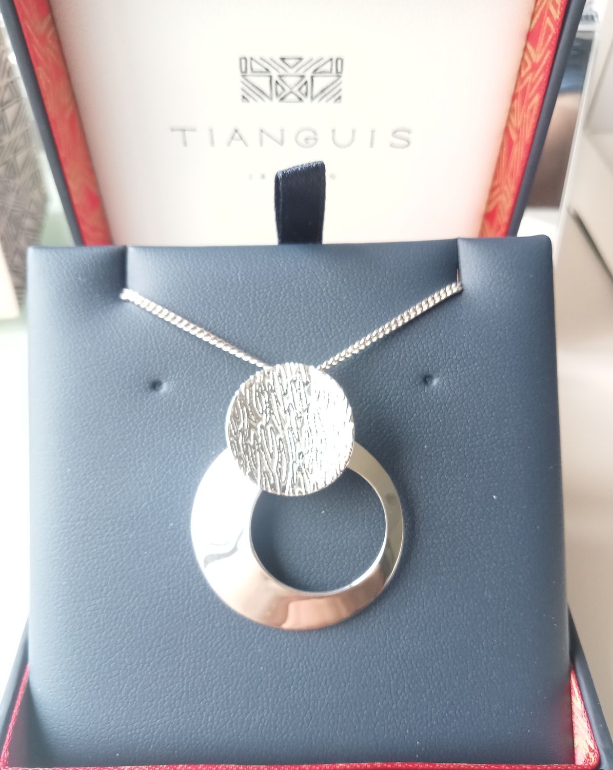 Sterling silver open and closed circles textured