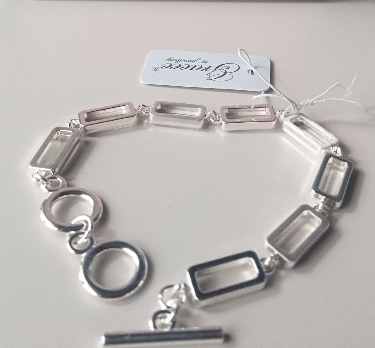 Chunky T Bar bracelet with rectangular links