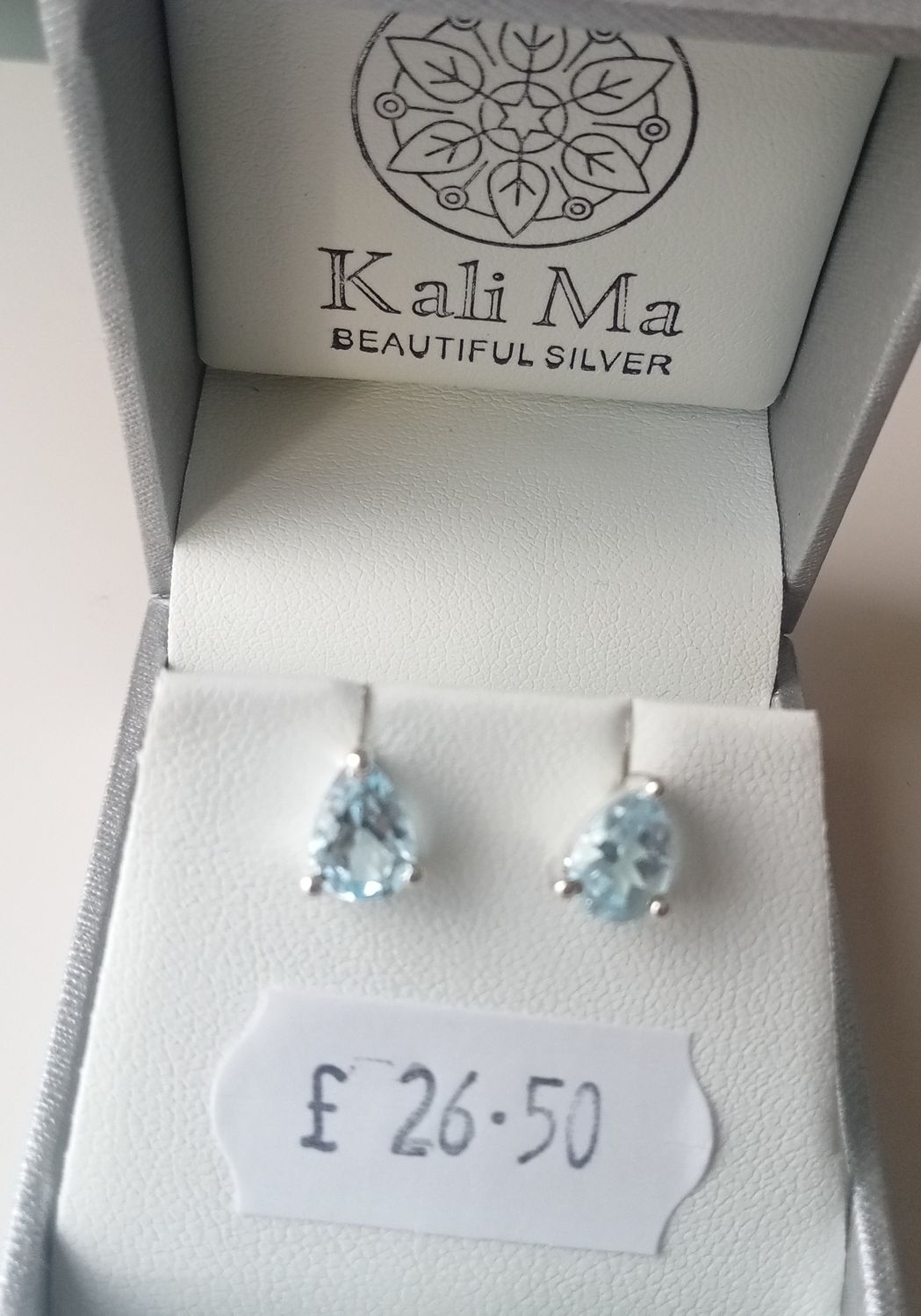 Kali Ma teardrop Blue Topaz studs