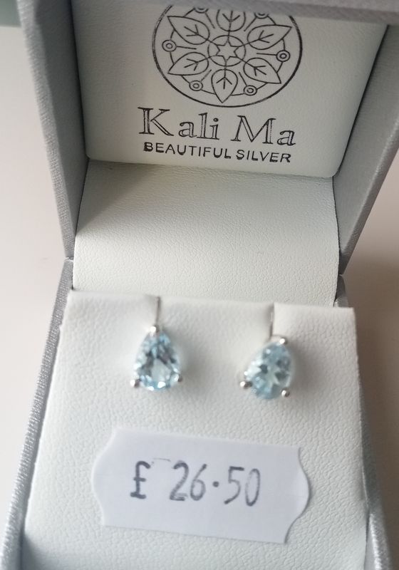 Kali Ma teardrop Blue Topaz studs