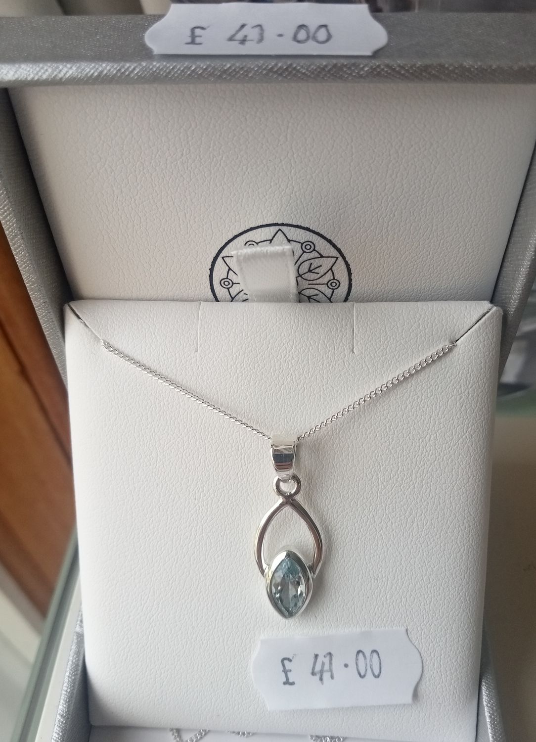 Kali Ma Amy Marquis cut Blue Topaz pendant