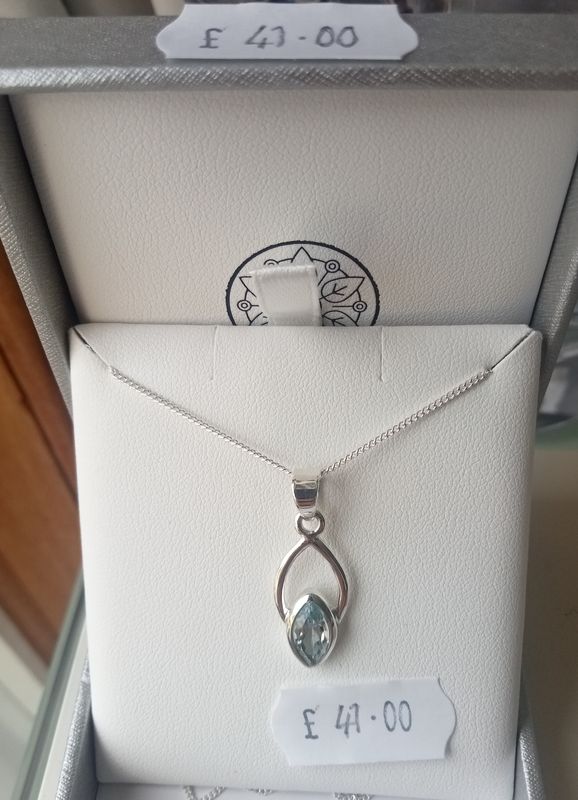 Kali Ma Amy Marquis cut Blue Topaz pendant