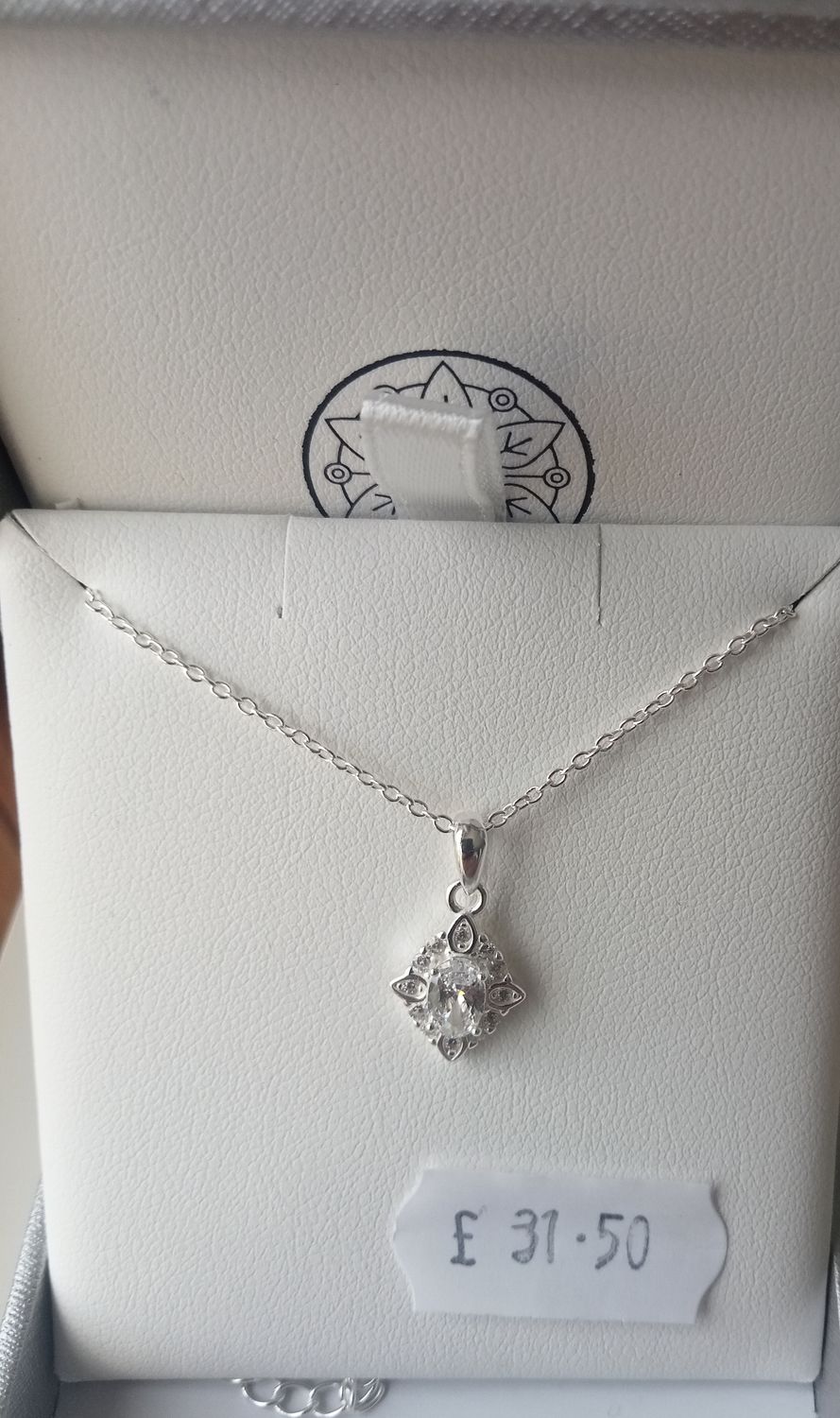 Kali Ma Davina ornate CZ Marquis pendant on a trace chain