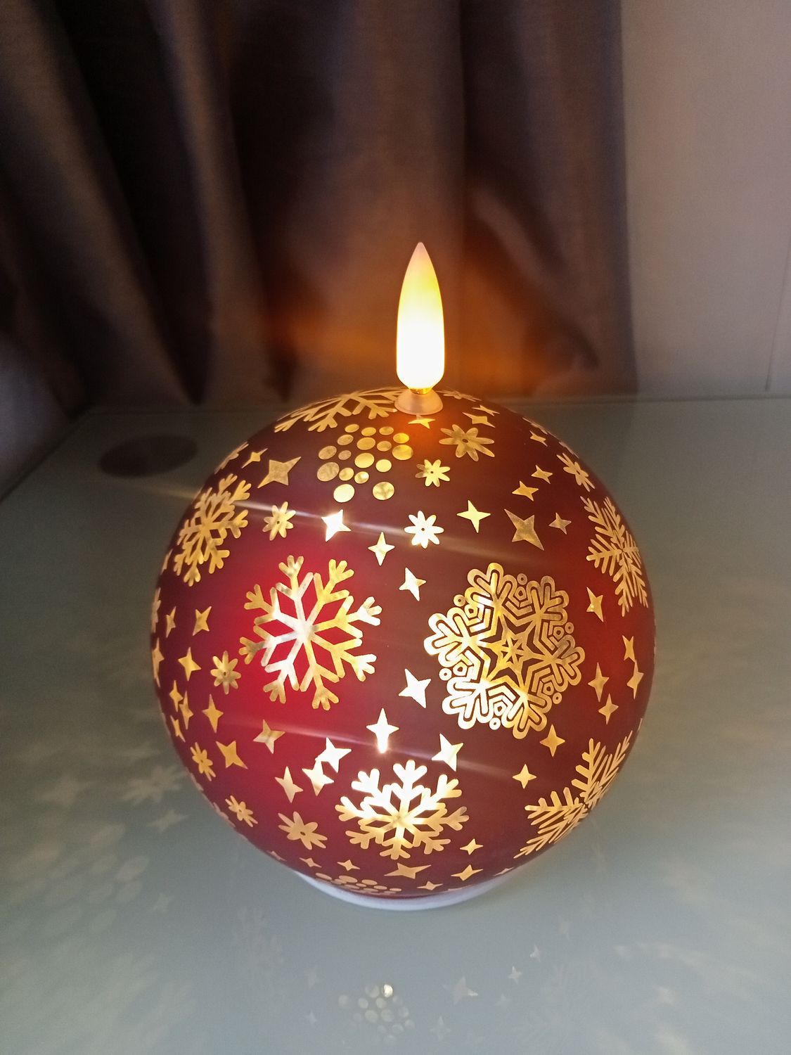 Bright Xmas LED Candle Bauble - Red