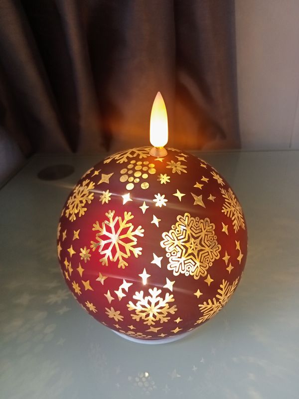 Bright Xmas LED Candle Bauble - Red