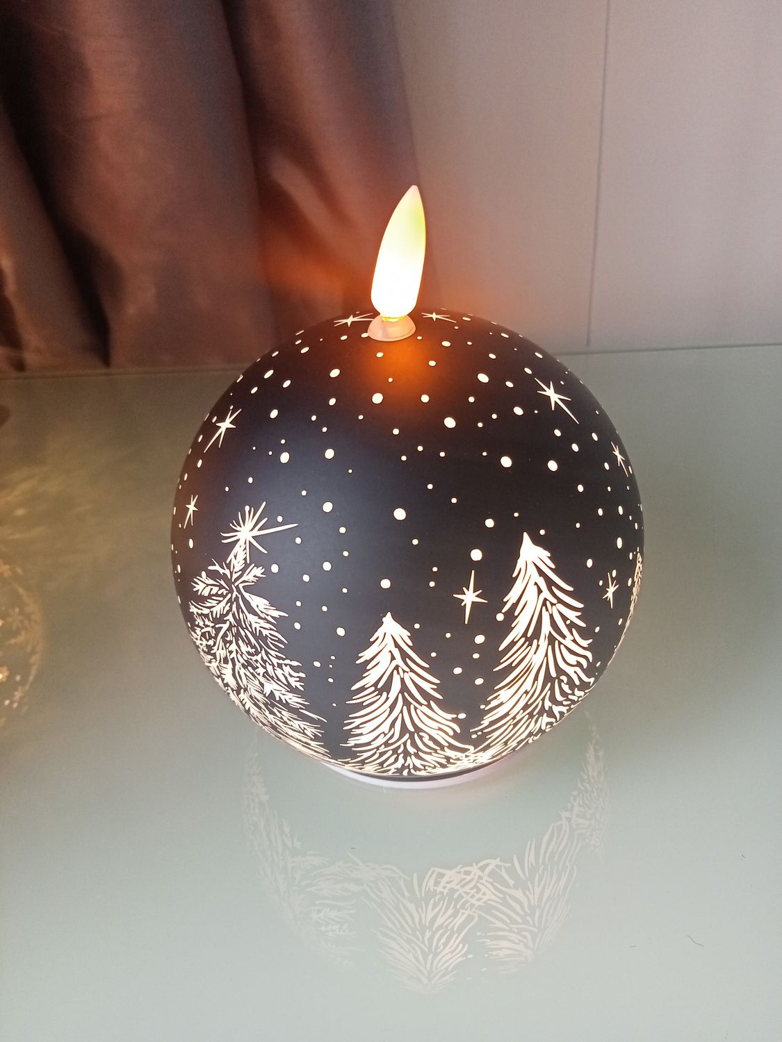 Bright Xmas LED Candle Bauble - Black