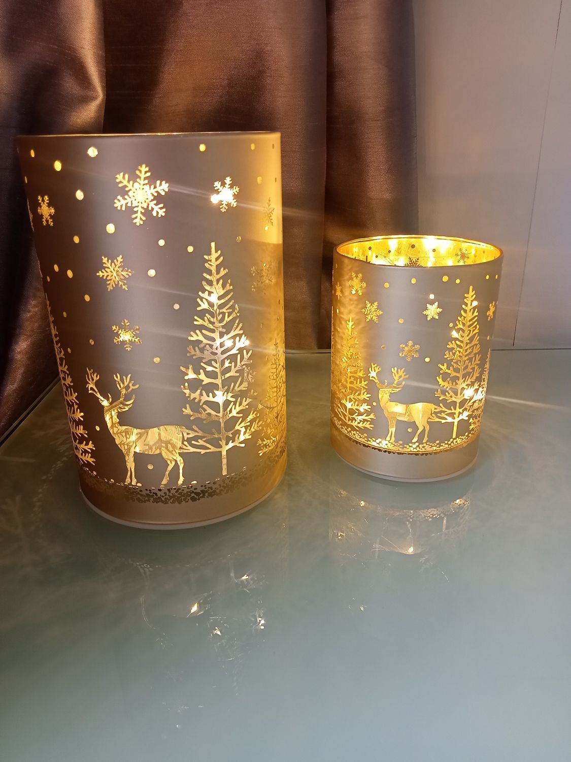 Xmas glow snowflake Forest SMALL - Gold