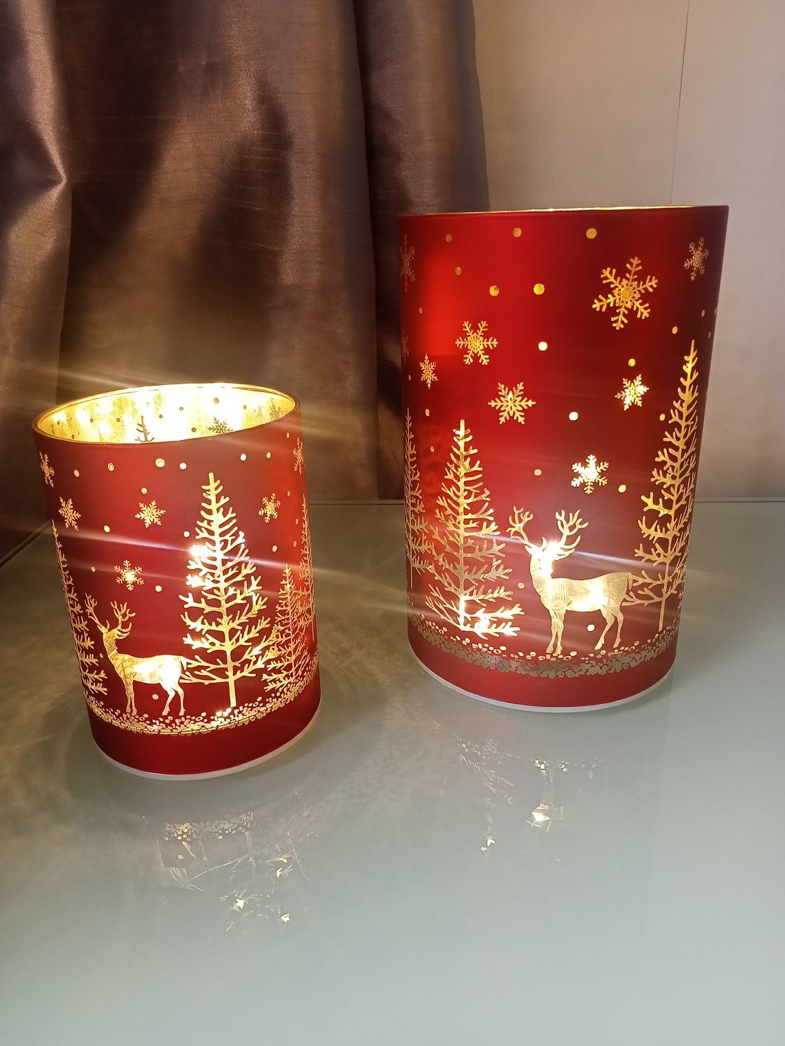 Xmas glow snowflake Forest SMALL - Red
