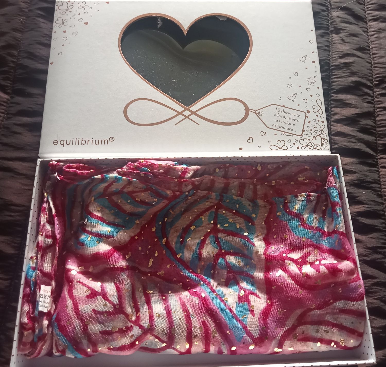 Equilibrium pink foil leaf scarf