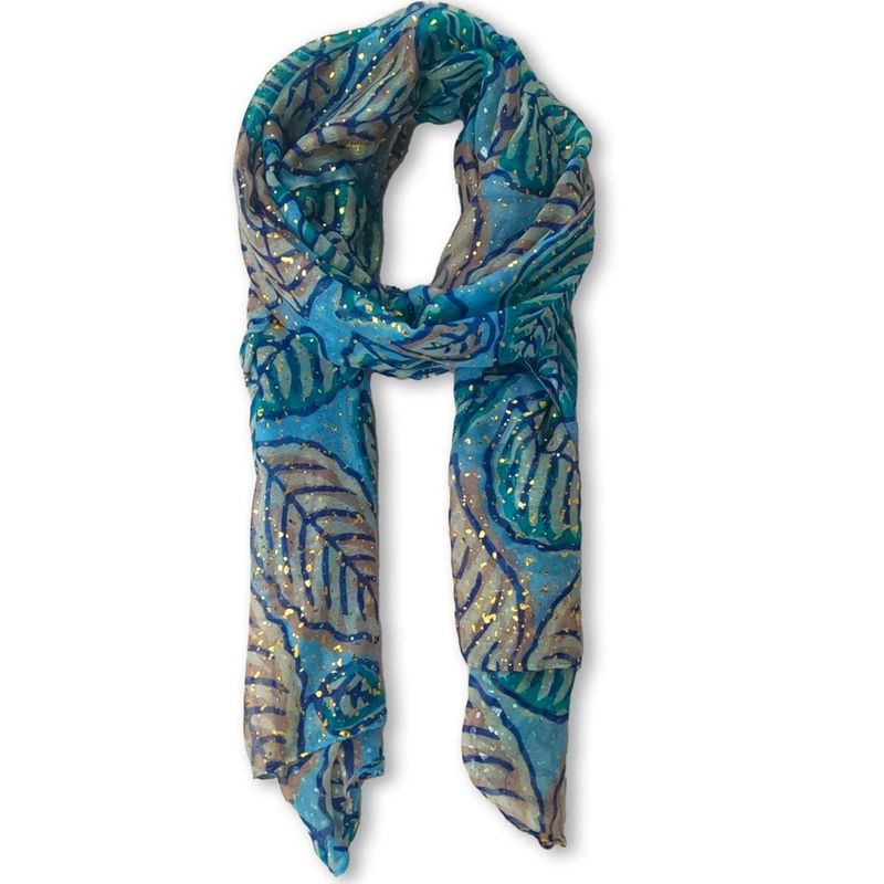 Equilibrium foil leaf scarf in Blue