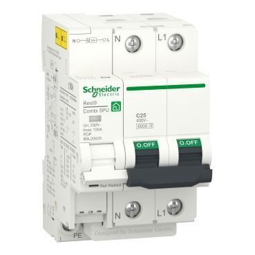 Limitador IGA de sobretensiones transitorias y permanentes, Resi9 Combi 1P+N 25A