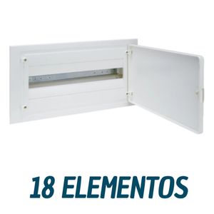 Caja empotrable golf serie VF, 1 fila, 18M, puerta blanca, regleta QC y chasis VF118PES