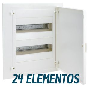 Caja empotrable golf serie VF, 2 filas, 24M, puerta op. blanca, regleta y chasis VF212PE