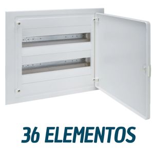 Caja empotrable golf serie VF, 2 filas, 36M, puerta blanca, regleta QC y chasis VF218PES
