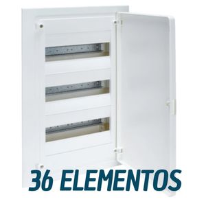Caja empotrable golf serie VF, 3 filas, 36M, puerta op. blanca, regleta y chasis VF312PE