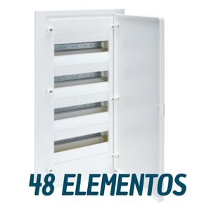 Caja empotrable golf serie VF, 4 filas, 48M, puerta op. blanca, regleta y chasis VF412PE