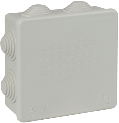 Caja estanca de conexión 110 x 110 x 50 mm con conos. Color gris. 615 Solera