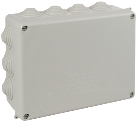 Caja estanca de conexión 220 x 170 x 80 mm con conos. Color gris. 686 Solera