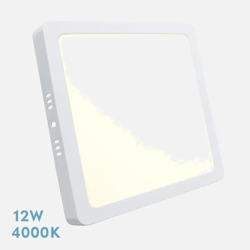 Downlight Superficie Cuadrado Selenita 12w 4000k Blanco 1080 Lm 2,8x17x17 Cm