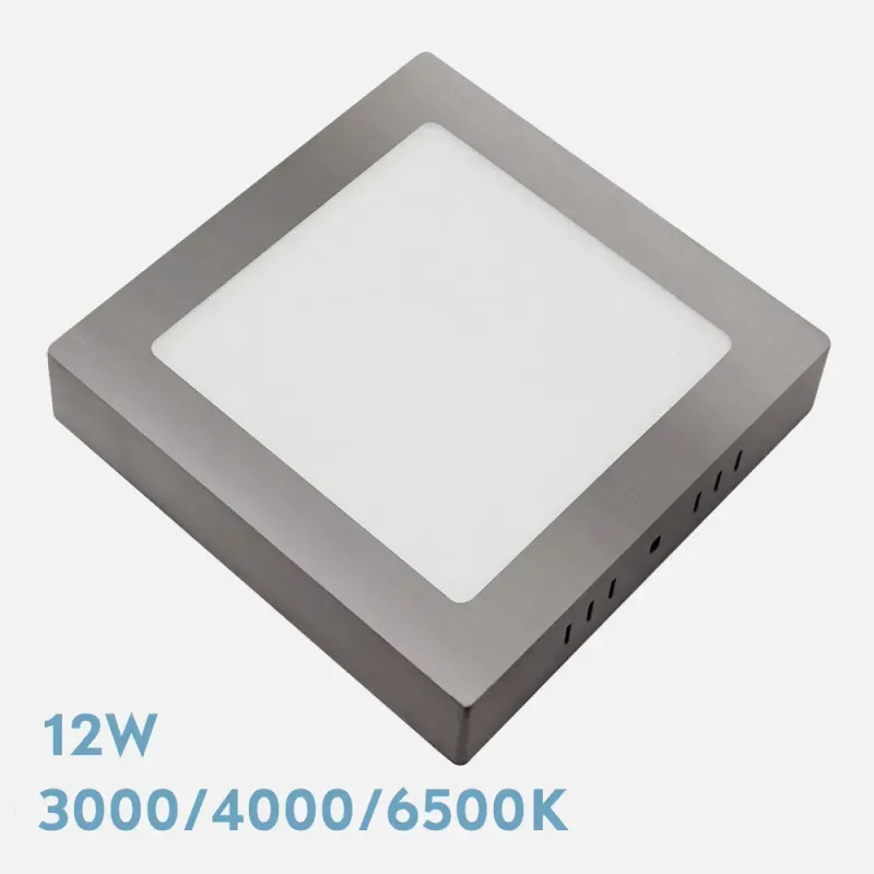 Downlight Superf.gabro 12w 3000k-4000k-6500k Niquel 1080lm 3,5x17x17 Cm