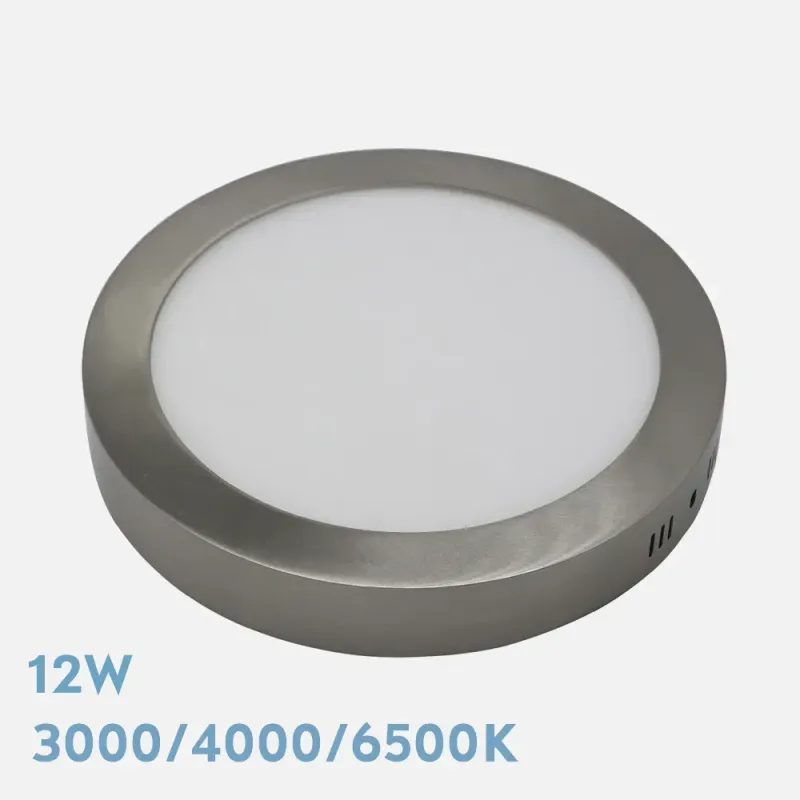Downlight Superf.diorita 12w 3000k-4000k-6500k Niquel 1080lm 3,5x17x17 Cm